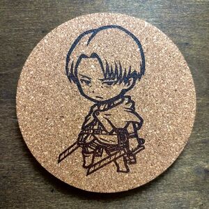 Attack On Titan Levi Ackerman Chibi Style Laser Engraved Cork Coaster